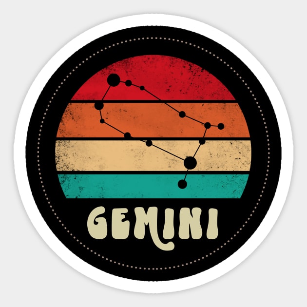 Gemini Retro Sunset Sticker by Darkstar Designs